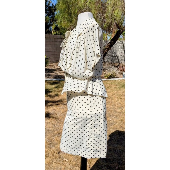 1980's Vintage Original Fashion Sz 7 Retro Polka Dot 2-Pc Blouse & Skirt Set GUC - Picture 4 of 8